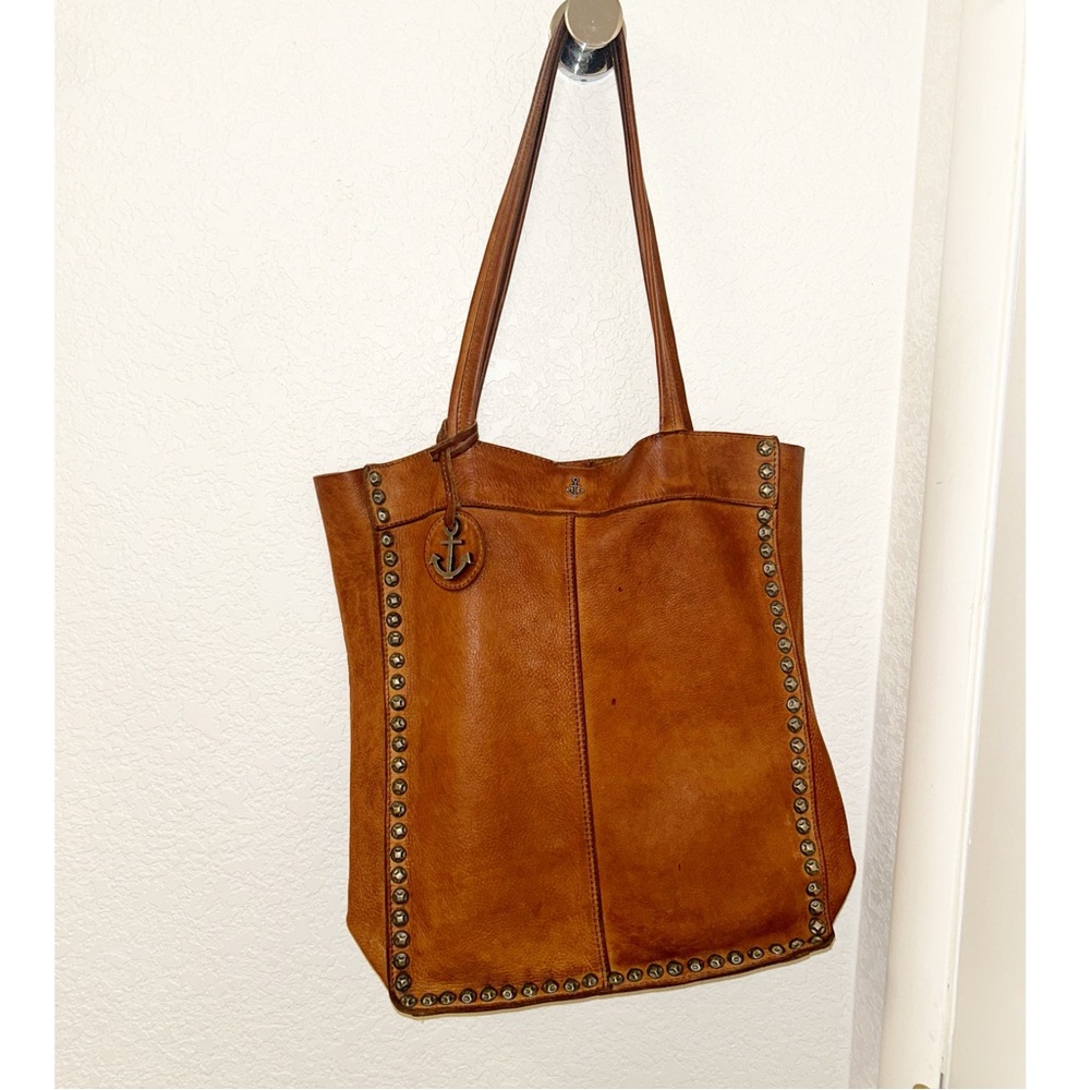 HARBOUR 2ND 💯 Leather the North Shore Studded Open Tote in Charming Cognac